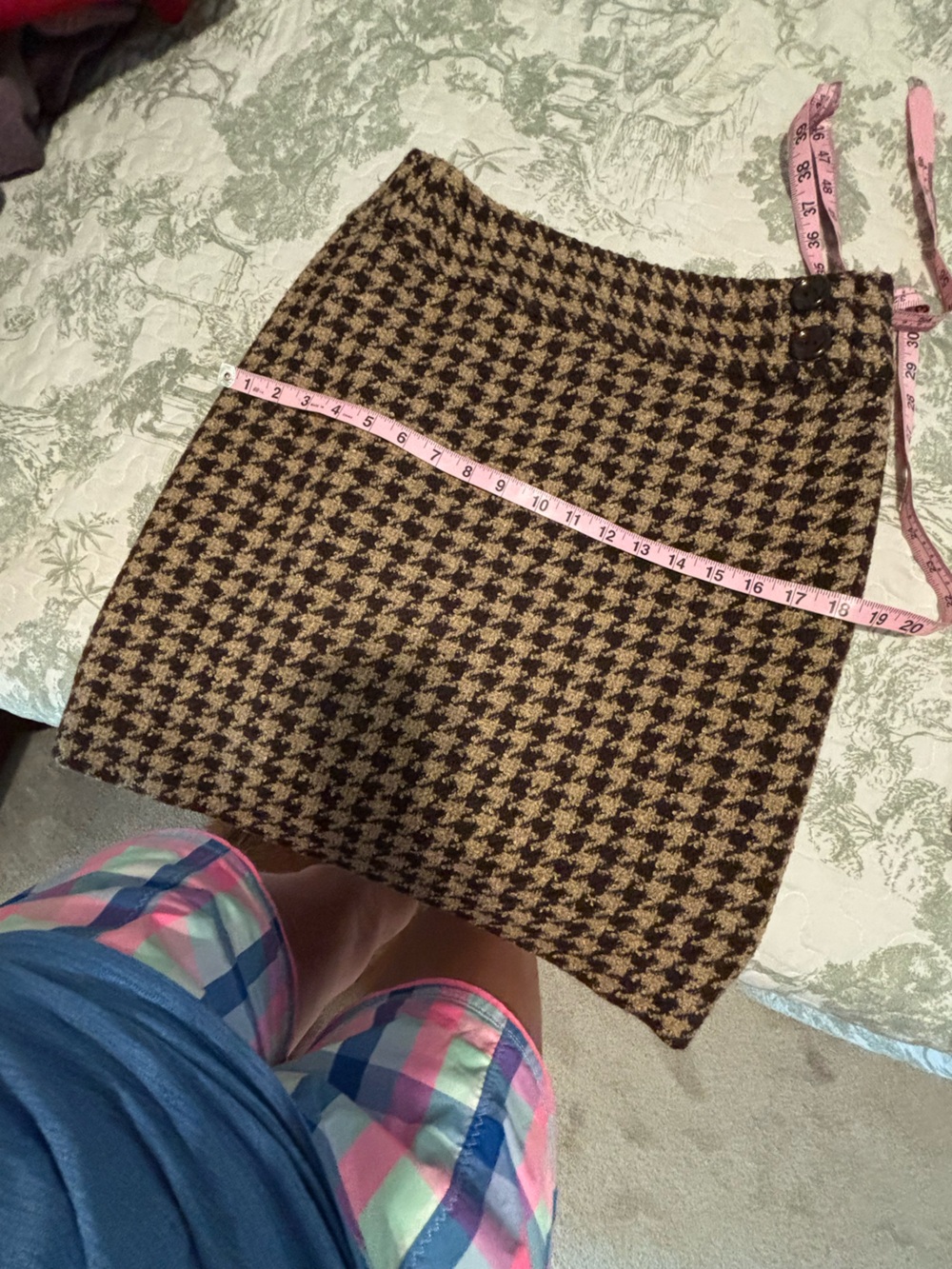 Ann Taylor sz 6 brown beige Houndstooth skirt boucle textured classic preppy - Picture 7 of 11